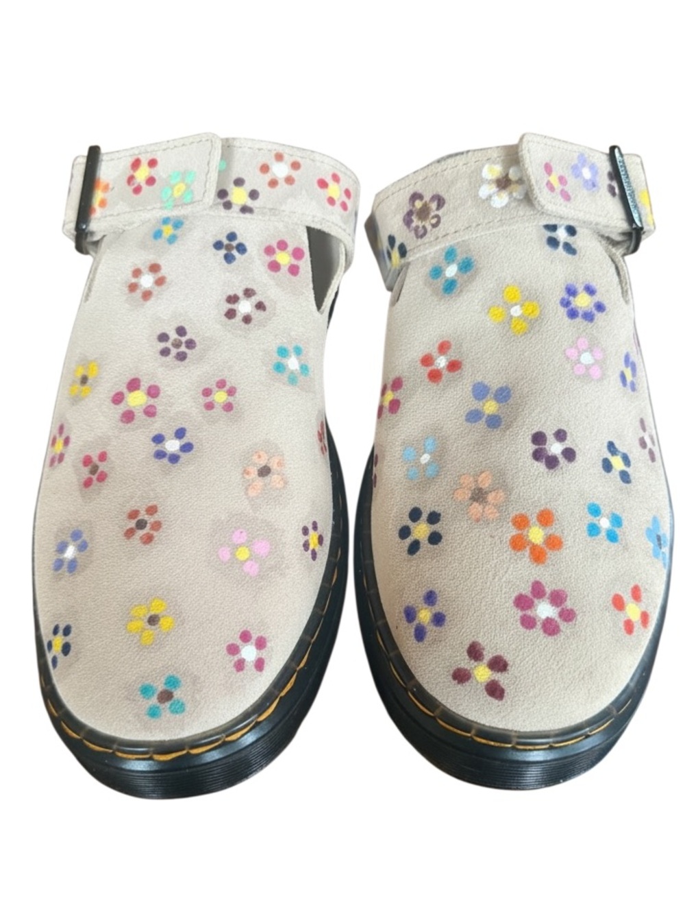 Custom Hand-Painted Dr. Martens Carlson Clogs Floral Sz 9 - Picture 8 of 17